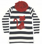 Svetrík JM 288 béžový modrý pás zdobenie kamienky 104 2137