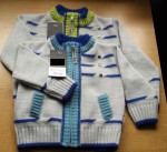 Svetrík JN 302 grey šedá so zelenou zips 80 4094