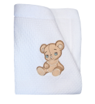 628/1 75x90 velur + bavlna výšivka white biela deka 7404