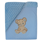 628/2 75x90 soft + bavlna výšivka blue modrá deka 7406