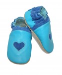 Capačky BE 063 kožené Srdiečko blue modrá 18-19  6-12 mes 8091