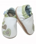 Capačky BE 001 kožené Srdiečka white biela 18/19  6-12 mes. 8102