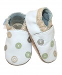 Capačky BE 007 kožené Bodky white biela 20/21  12-18 mes 8107