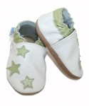 Capačky BE 002 kožené Hviezdičky white biela 17/18  0-6 cmes. 8173