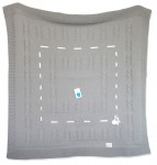 Pled 02 80x90 grey šedá pletená deka so šedou mašličkou 936