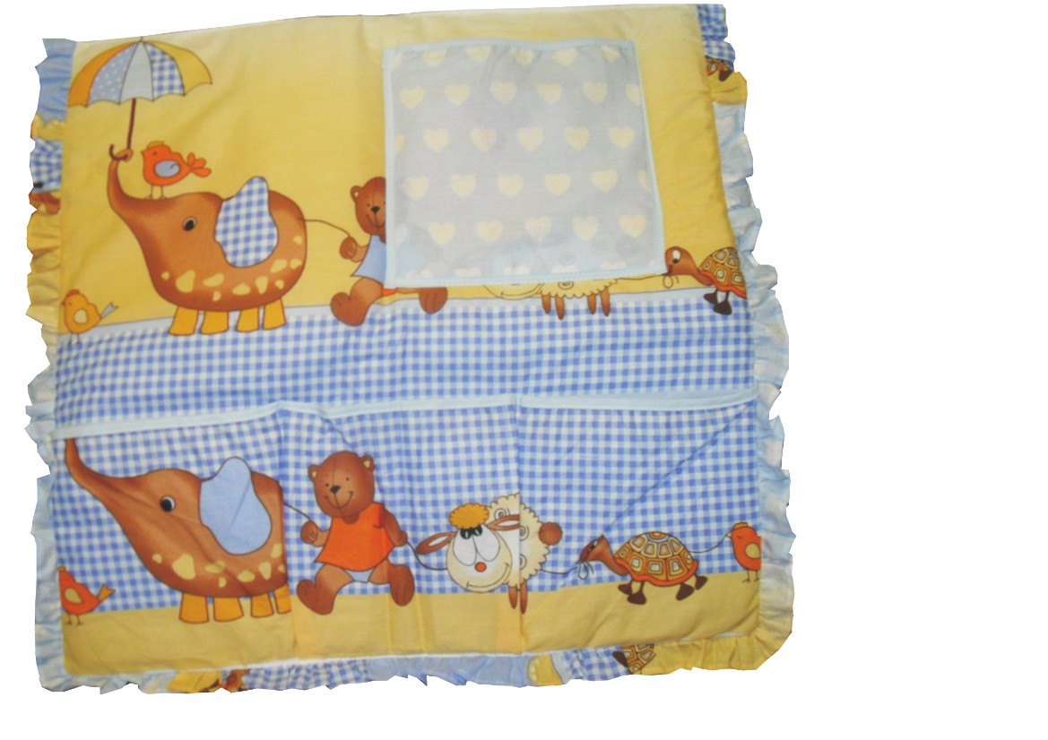 Vreckovník na postieľku  potlač modrá K sloník 1252