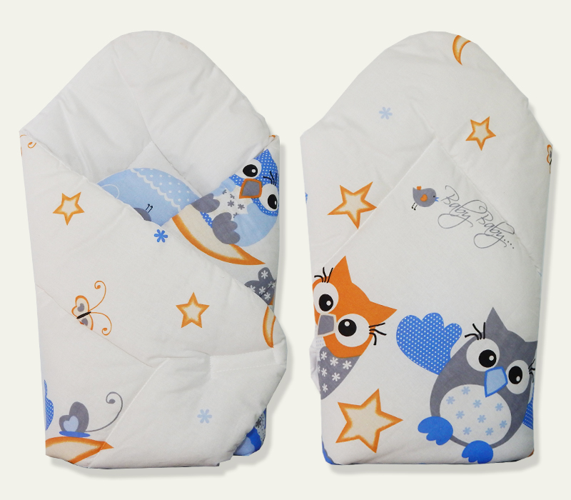 Zavinovačka hladká 80x80 potlač blue modrá K sova 1266