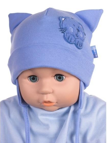 Čiapka WJ-Cz004 viazanie Mačička blue modrá  40 42 44 1530