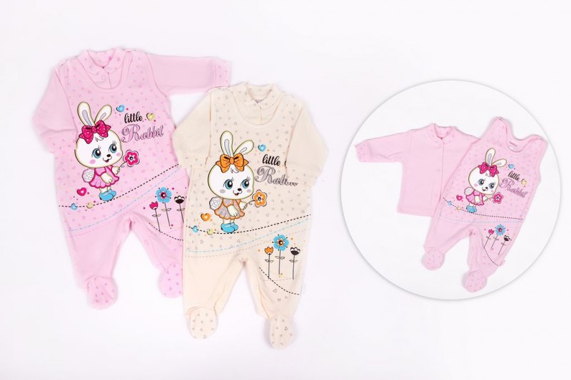 Komplet dupačky kabátikGM010 potlač pink ružová 56 62 68 74 1731