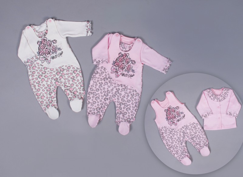 Komplet dupačky kabátik GM1280 bavlna potlač béžová 56 62 68 74 1782