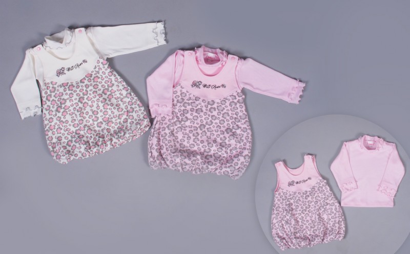 Komplet šatočky roláčik GM1282 bavlna potlač ružová 56 62 68 74 1785