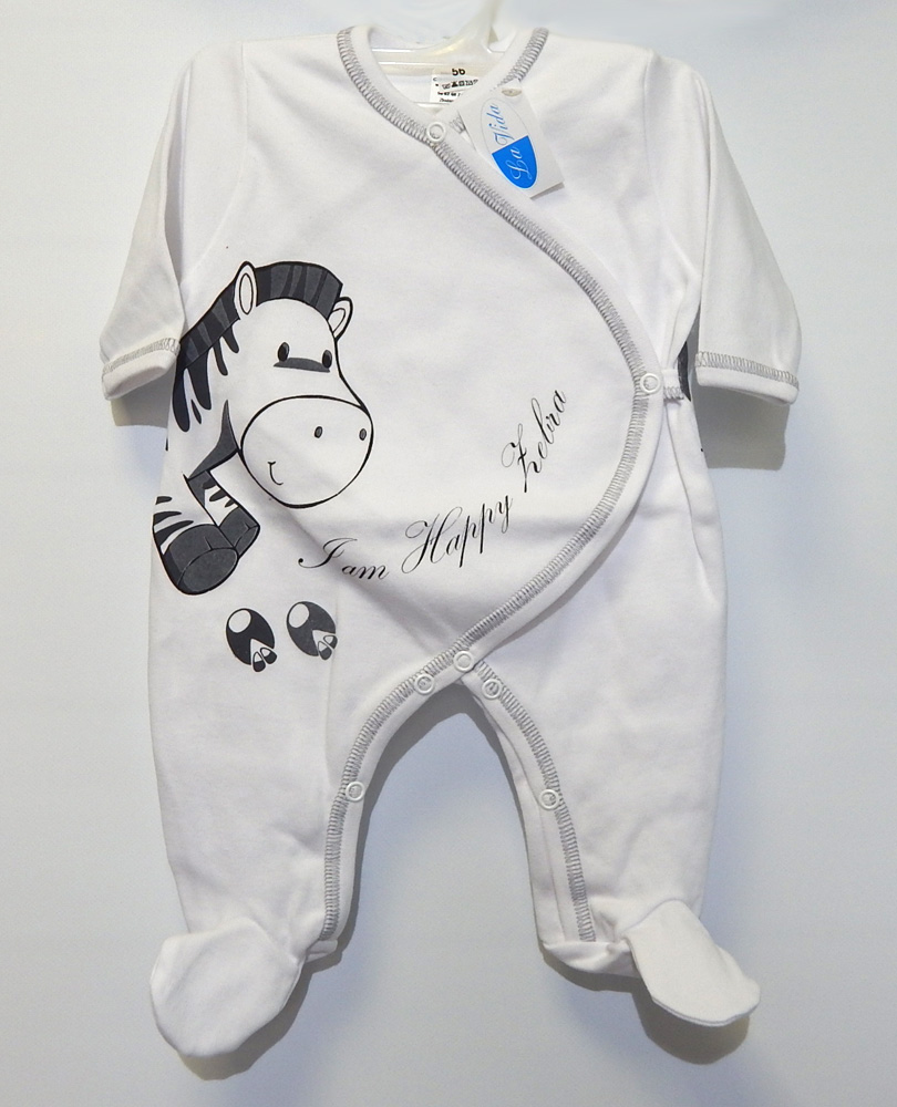 Dupačky dlhý rukáv HX0081 prekladané bavlna biela  Zebra 74 3790