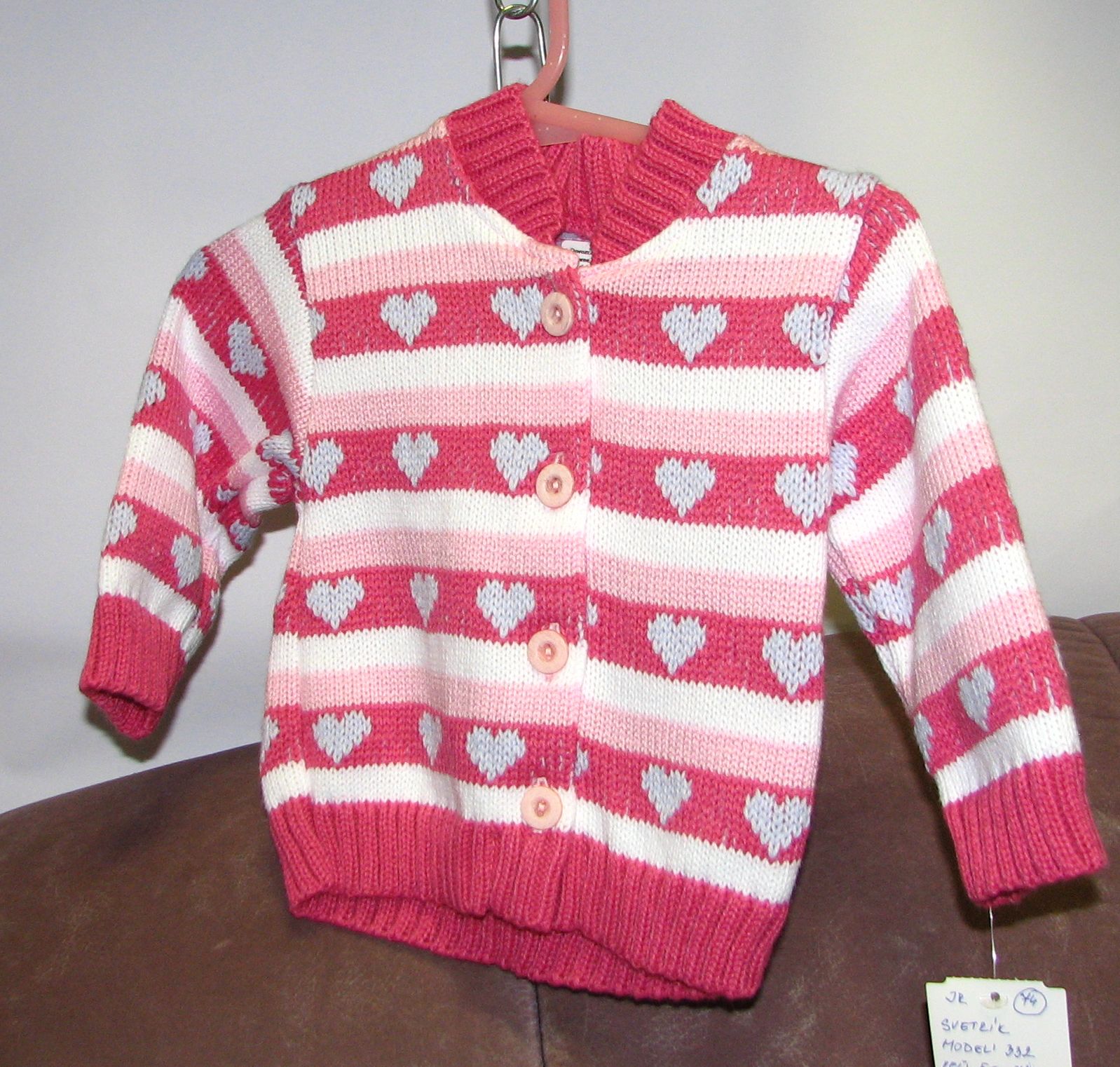 Svetrík JM 332 pink ružová srdiečko 74 2101