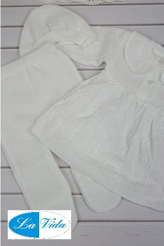 Komplet 3 dielny ND white biela šatočky nohavice čiapka Ewa 74 2625