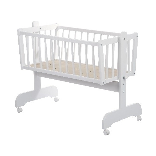 Kolíska bukové drevo white biela 90x42 cm + AKCIA matrac 8223