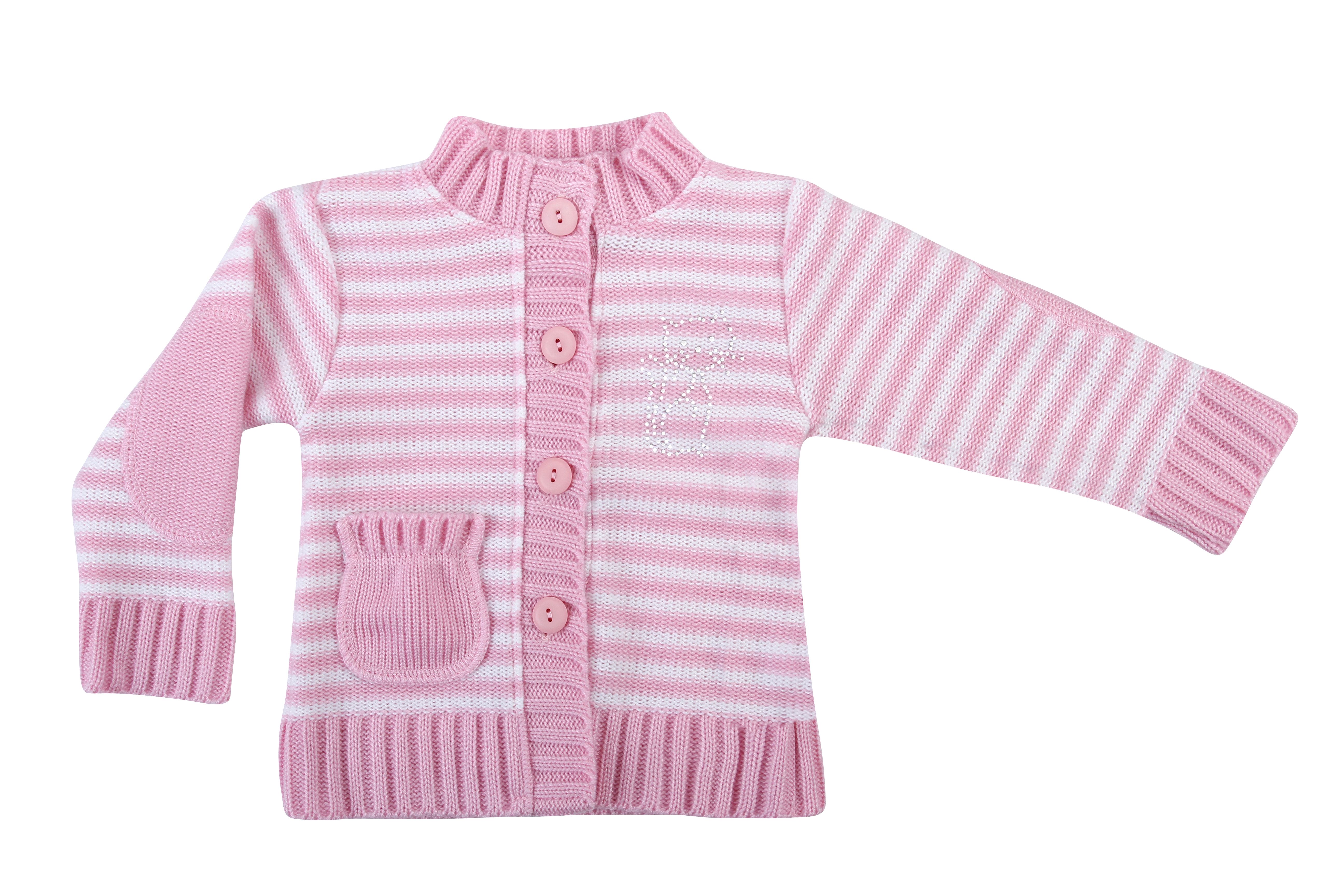 Svetrík JM 168 pink ružový a biely pásik 86 3509