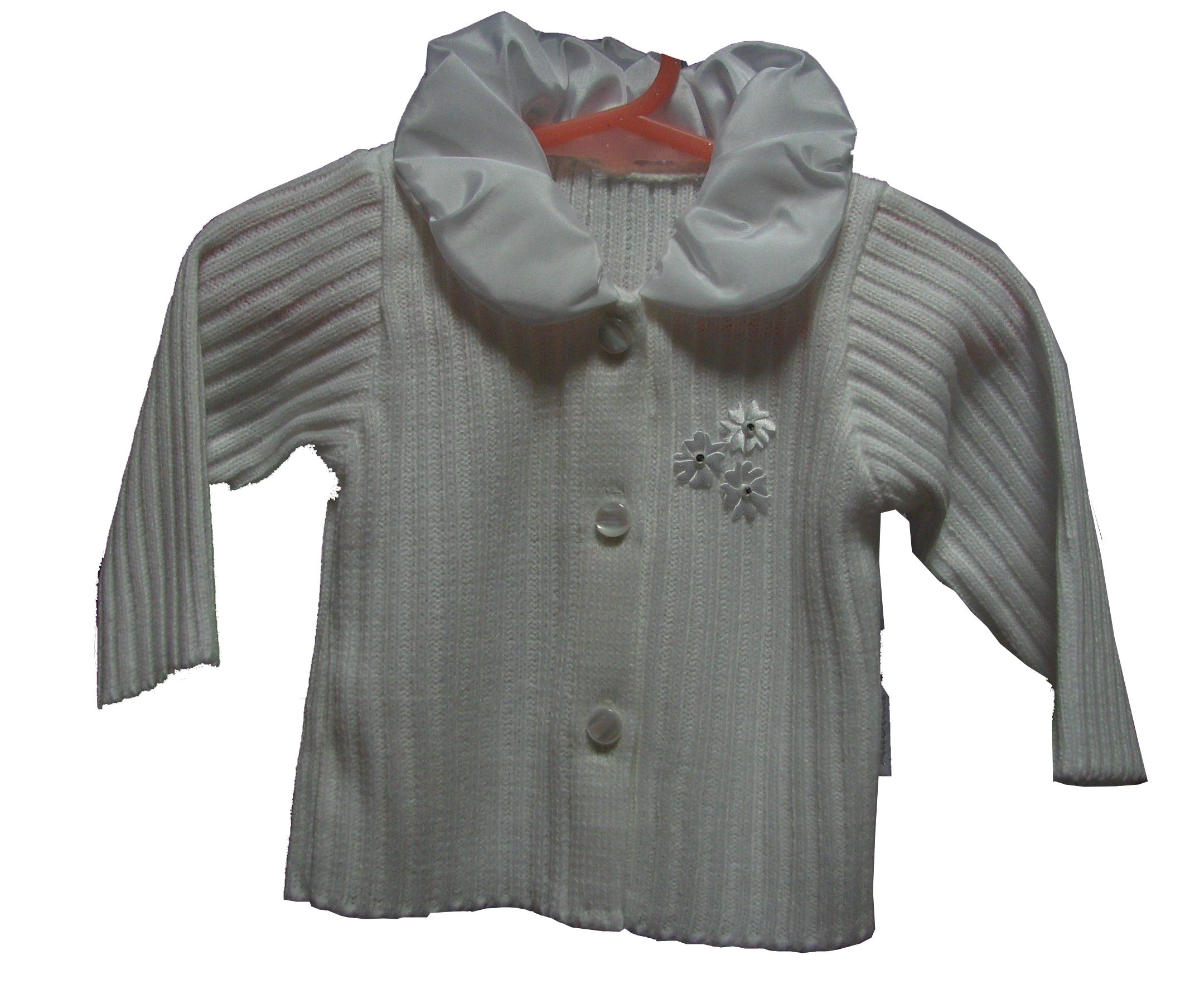 Svetrík RB 351 white biela saténový golier Ela 98 5614