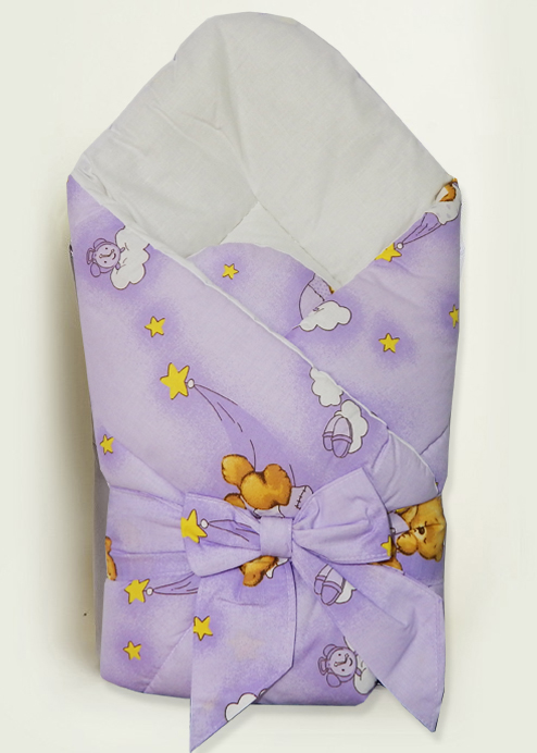 Zavinovačka hladká 80x80 potlač fialová K macko na mesiačiku 3662