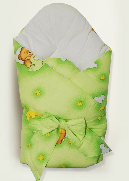 Zavinovačka hladká 80x80 potlač gree zelená K macko na mesiačiku 3667