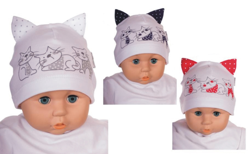 Čiapka Cr-Cz068 Mačka white biela 34 36 38 40 42 3944