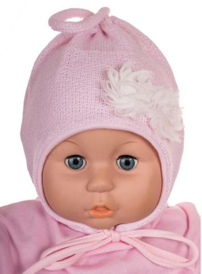 Čiapka WJ-Cz138 viazanie Ružičky pink ružová 36 38 40 42 44 4031