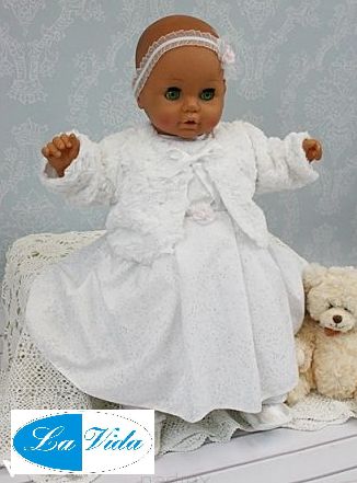 Komplet 3 dielny ND white biela šaty bolerko čelenka Agatka 68 4208