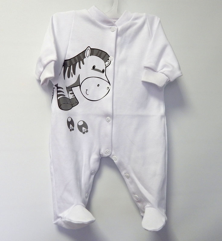 Dupačky dlhý rukáv bavlna hladká potlač white biela zebra 56 455