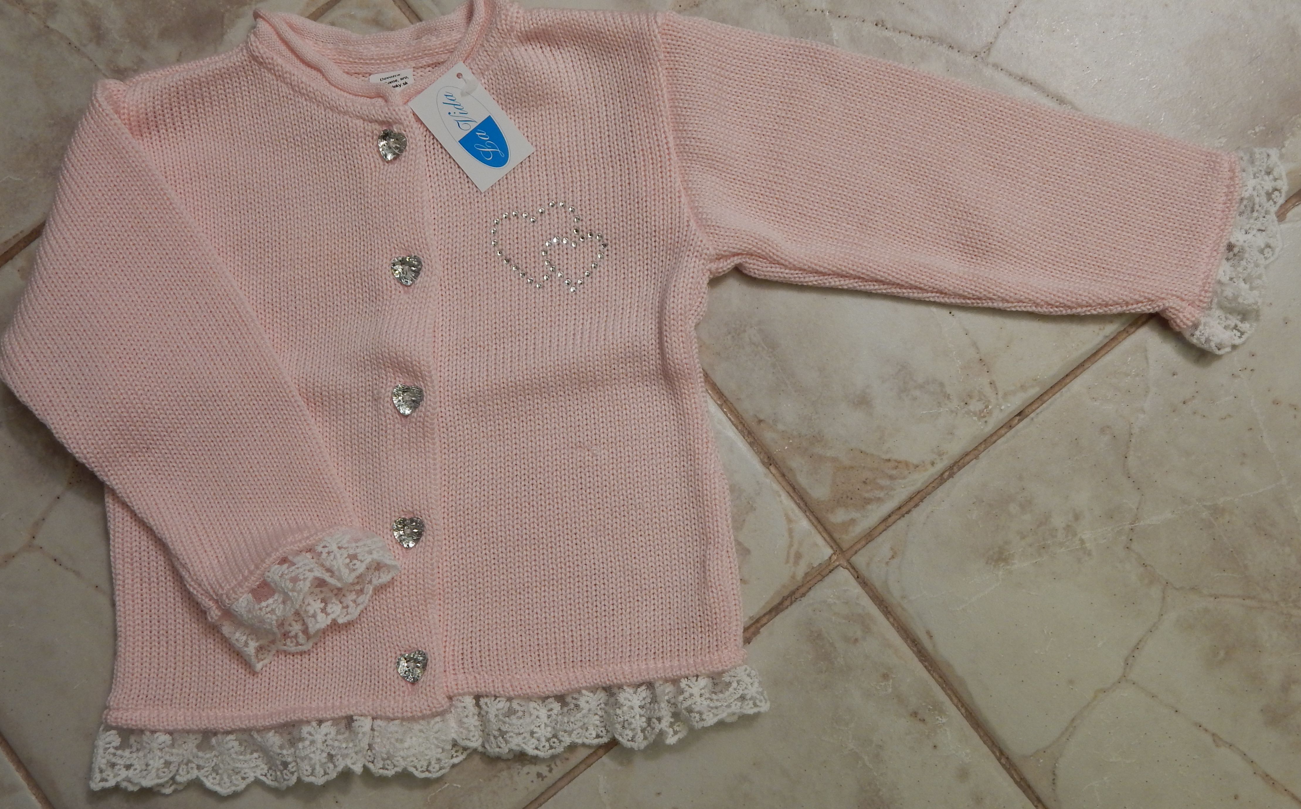 Svetrík JM 517 pink ružová krajka 92 5821