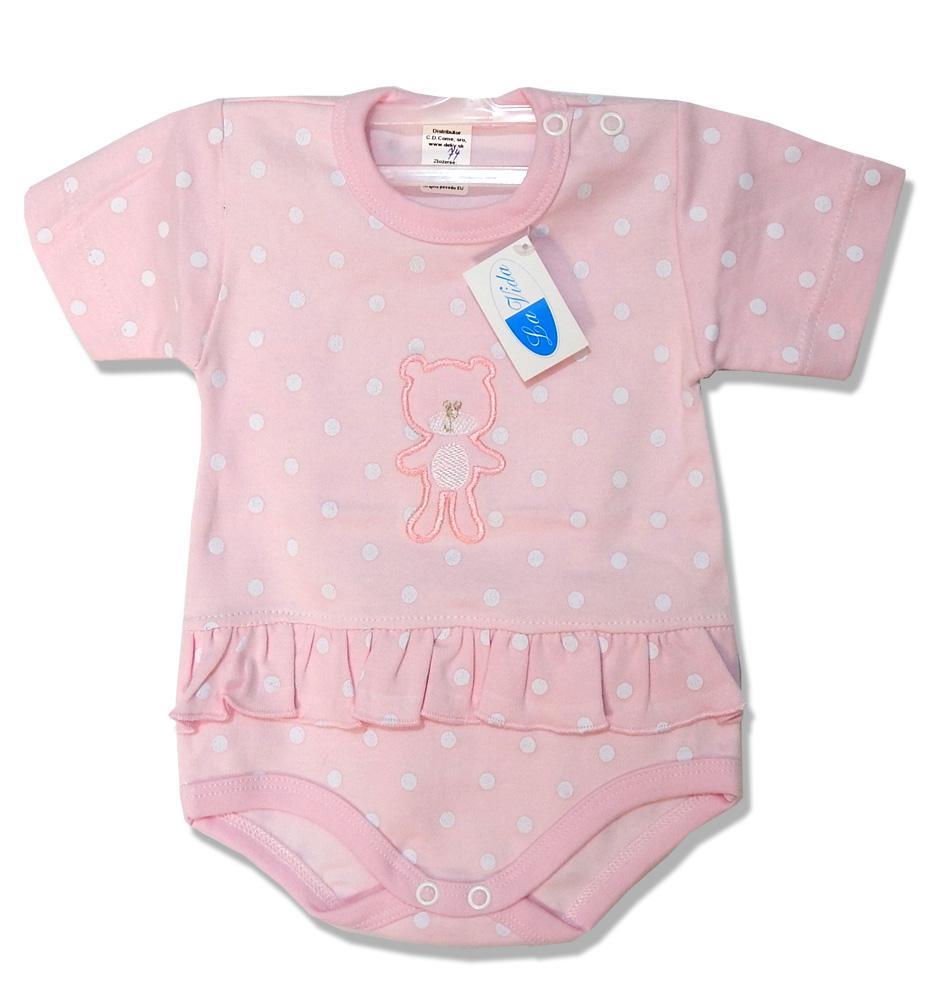 Body krátky rukáv HX výšivka pink ružová volánik 62 6174