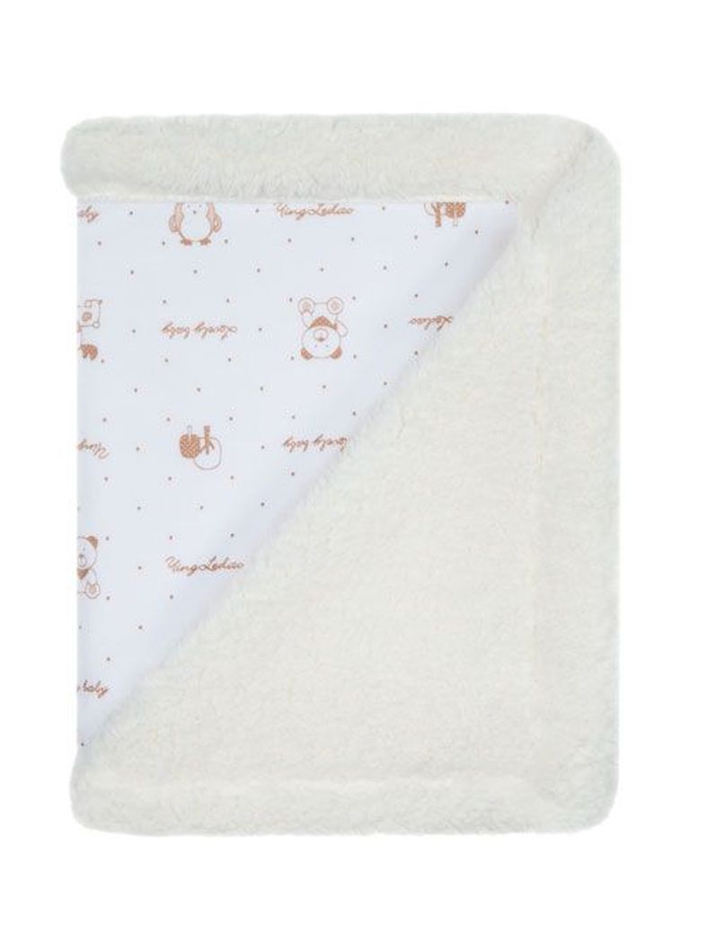 628 75x90 velur potlač + baranček white biela deka 6403