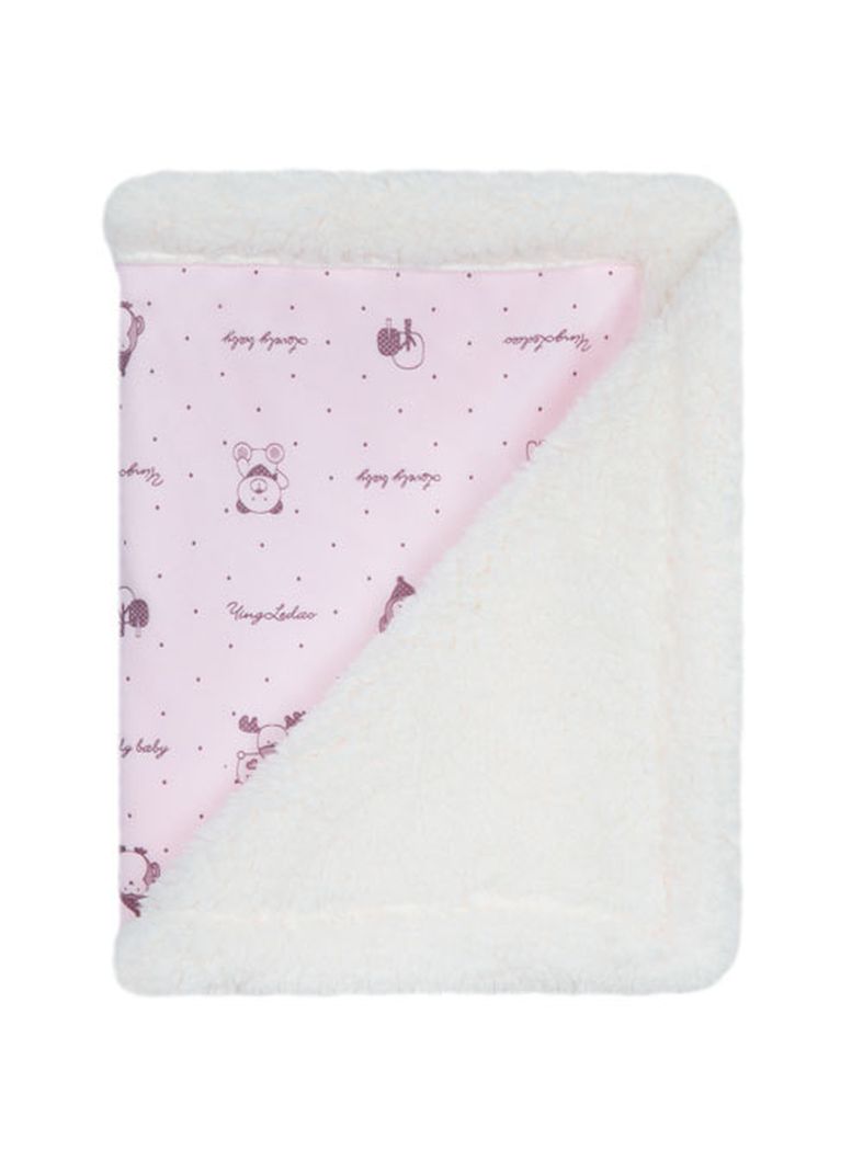 628 75x90 velur potlač + baranček pink ružová deka 6434