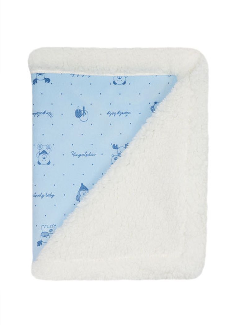 628 75x90 velur potlač + baranček blue modrá deka 6436