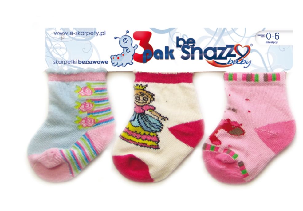 Ponožky bavlnené bezošvé farebné 3-PAK/A 0-3 mes dievča 6502