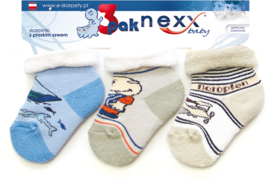 Ponožky bavlnené bezošvé farebné 3-PAK froté 0-3 mes chlapec 6615