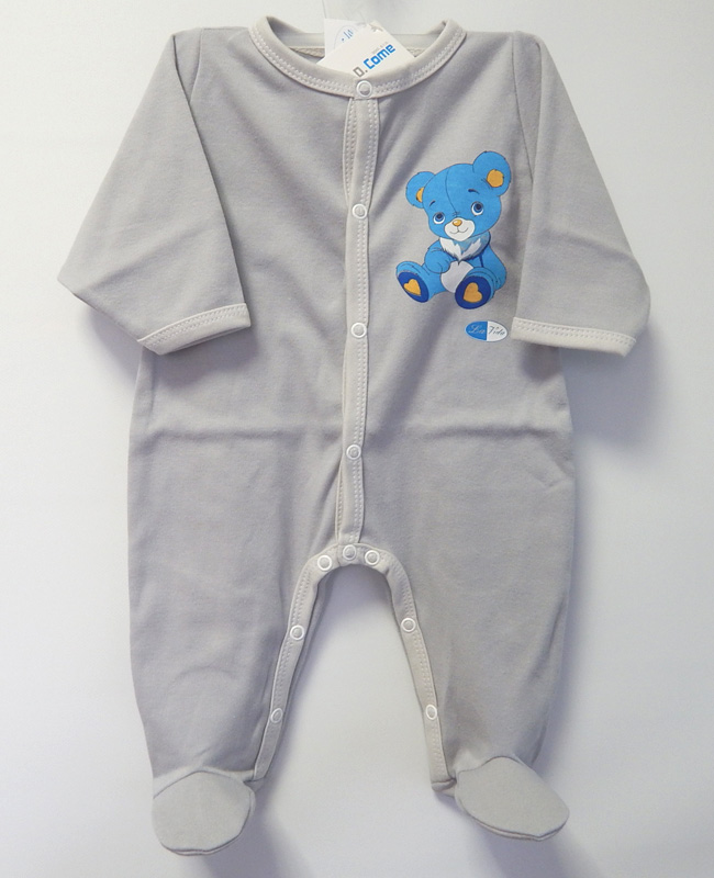 Dupačky dlhý rukáv bavlna hladká potlač grey šedá 62 6726