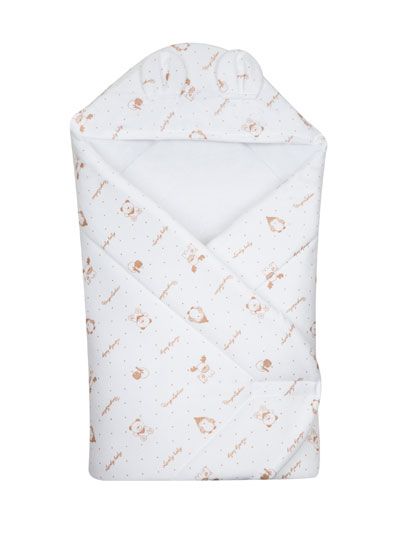 Zavinovačka kapucňa 75x80 644 top pot velúr white biela s uškami 6765