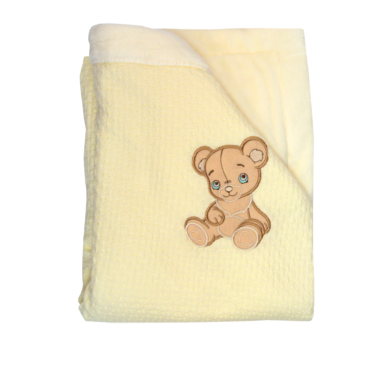 628/1 75x90 velur + bavlna výšivka beige béžová deka 7400