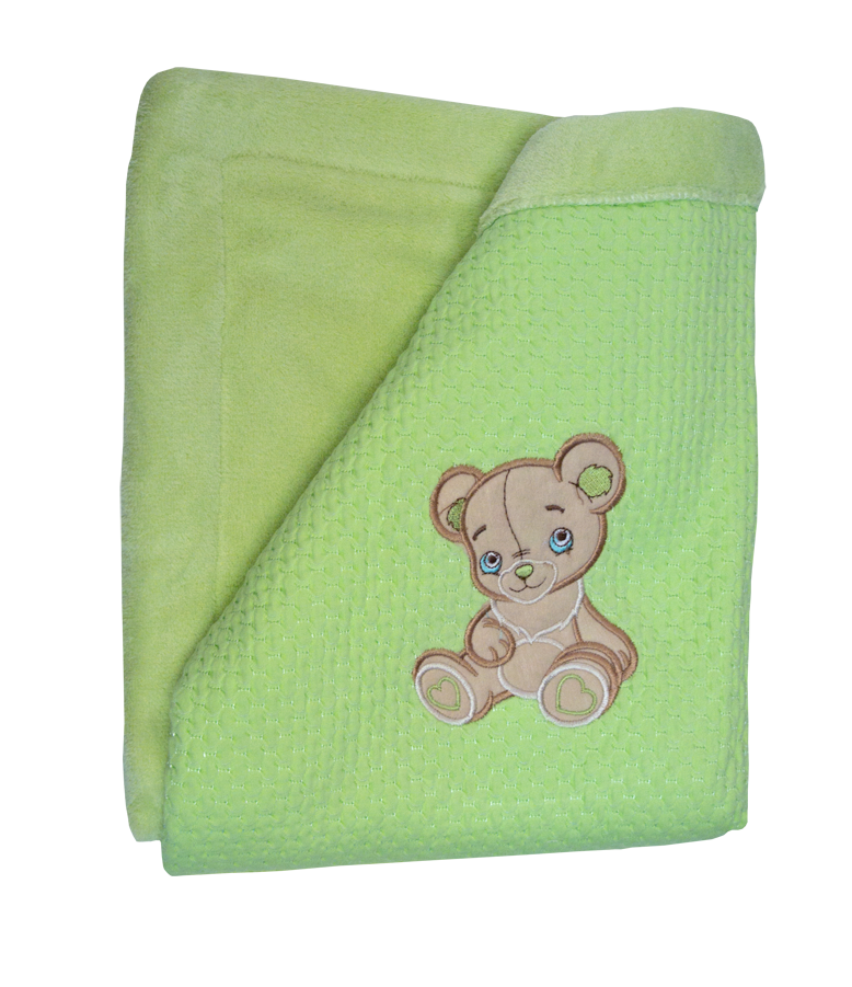 628/1 75x90 velur + bavlna výšivka green zelená deka 7403