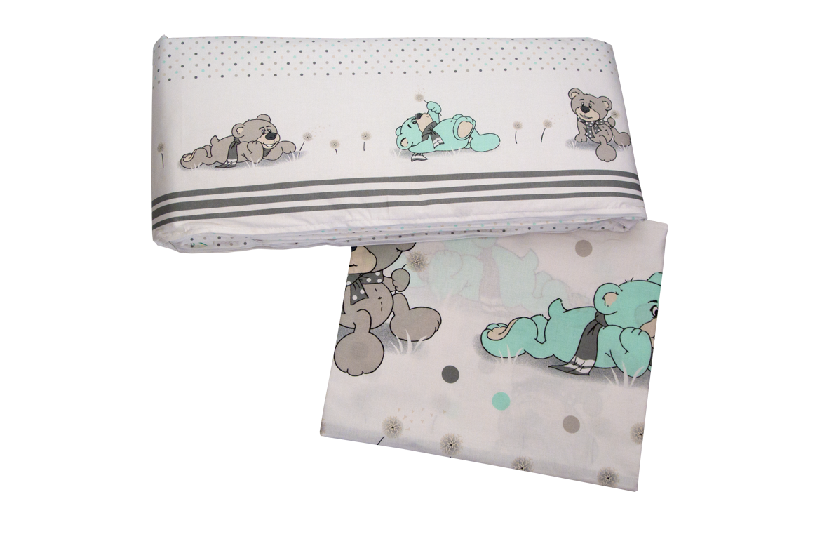 PS 3D 90x130 40x60 180x30 BA potlač grey šedá zelená K macko pup 7815