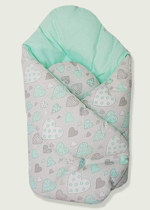 Zavinovačka hladká 80x80 potlač grey šedá green K srdiečko 7822