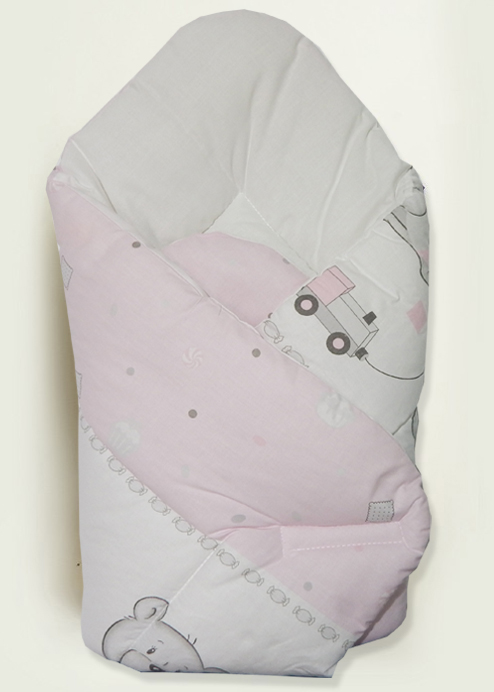 Zavinovačka hladká 80x80 potlač grey šedá ružová K macko kocky 7823