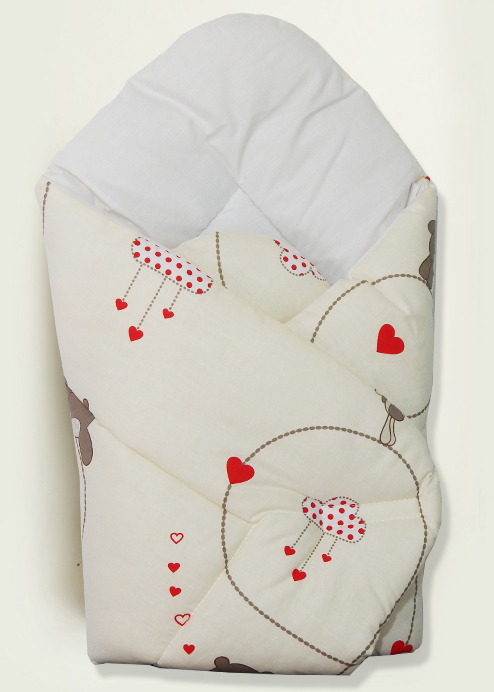 Zavinovačka hladká 80x80 potlač beige béžová K macko srdiečko 7824