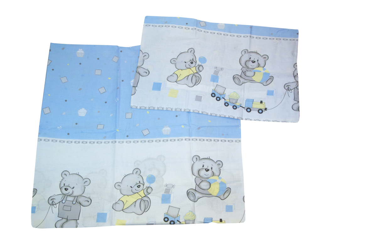 PS 1+1 90x130 40x60 BA potlač grey šedá modrá K macko kocky 7845