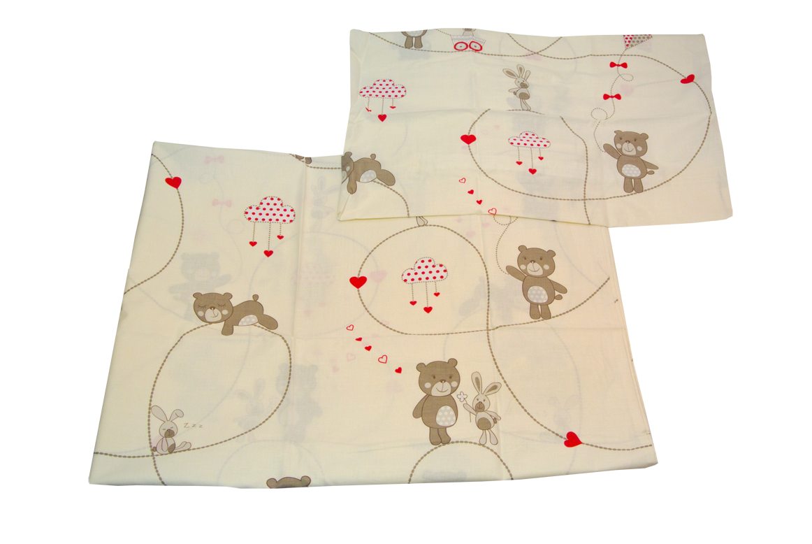 PS 1+1 90x130 40x60 BA potlač beige béžová K macko srdiečko 7857