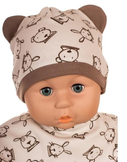 Čiapka Cr-Cz054 Zvieratká  beige béžová 34 36 38 40 42 787