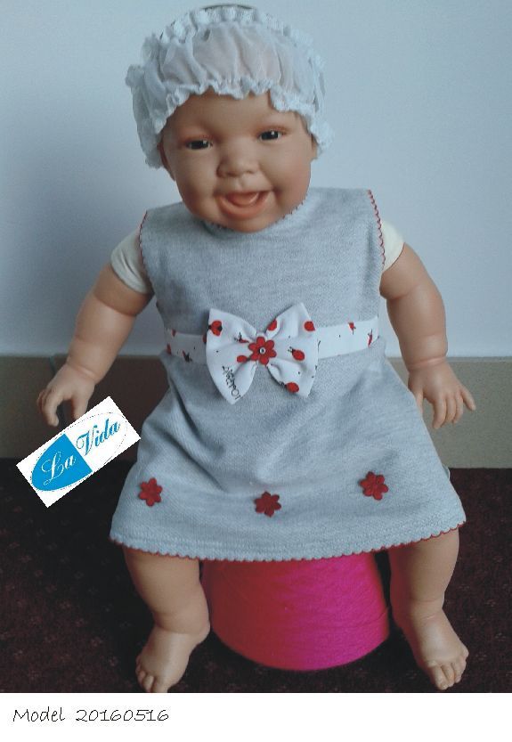 Šaty krátky rukáv RB 0516 grey šedá červené kvetinky 92 7985