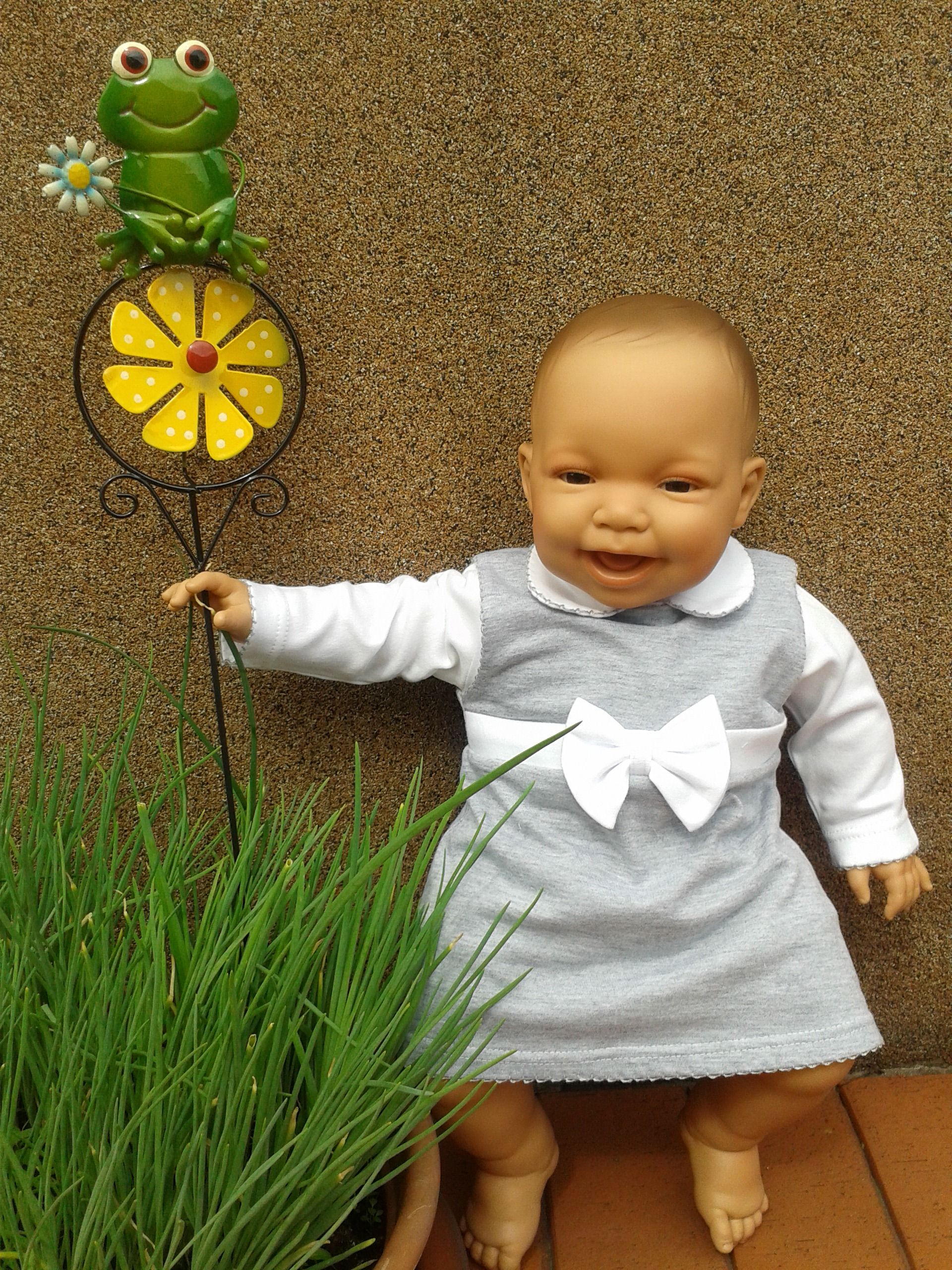 Šaty krátky rukáv RB 037 biele body grey šedá  56 8006