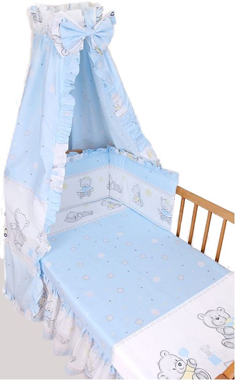 Ochranné hniezdo 180x30 BA potlač grey blue modrá K macko kocky 8071