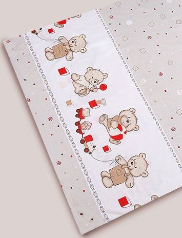 Ochranné hniezdo 180x30 BA potlač beige béžová  macko kocky 8073