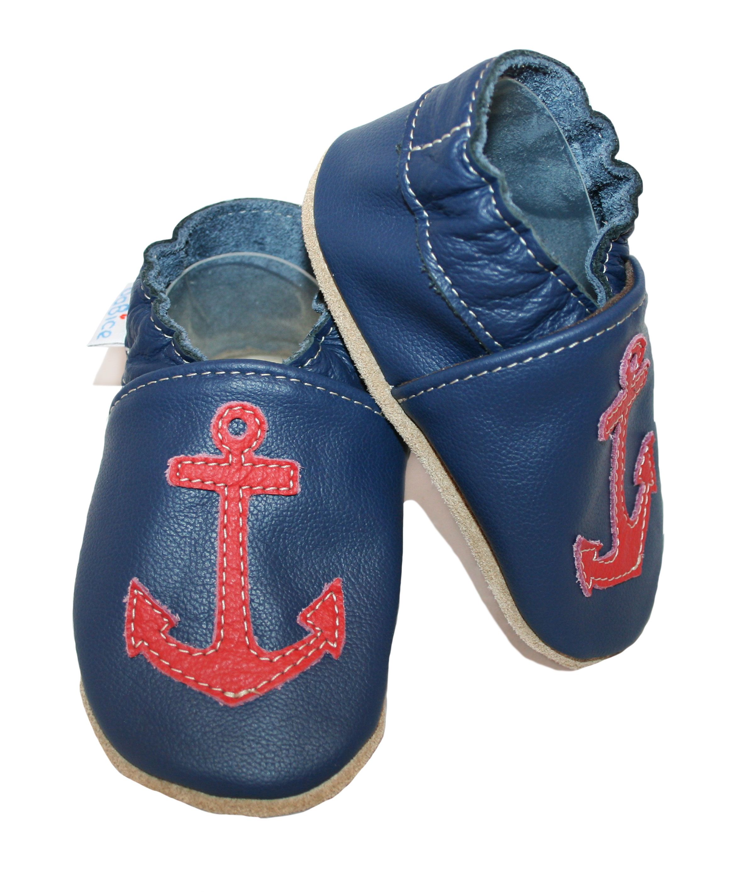 Capačky BA 075 kožené Kotva blue modrá 18/19  6-12 mes. 8094